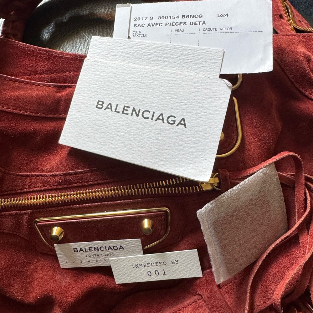 Balenciaga city bag Brick Red Suede Shoulder Bag with Gold Hardware - Picture 11 of 11